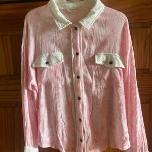 POL Pink and White Blouse